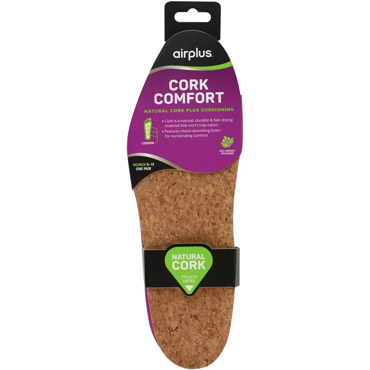 Airplus Cork Comfort Natural Cork Plus Cushioning Shoe Insoles