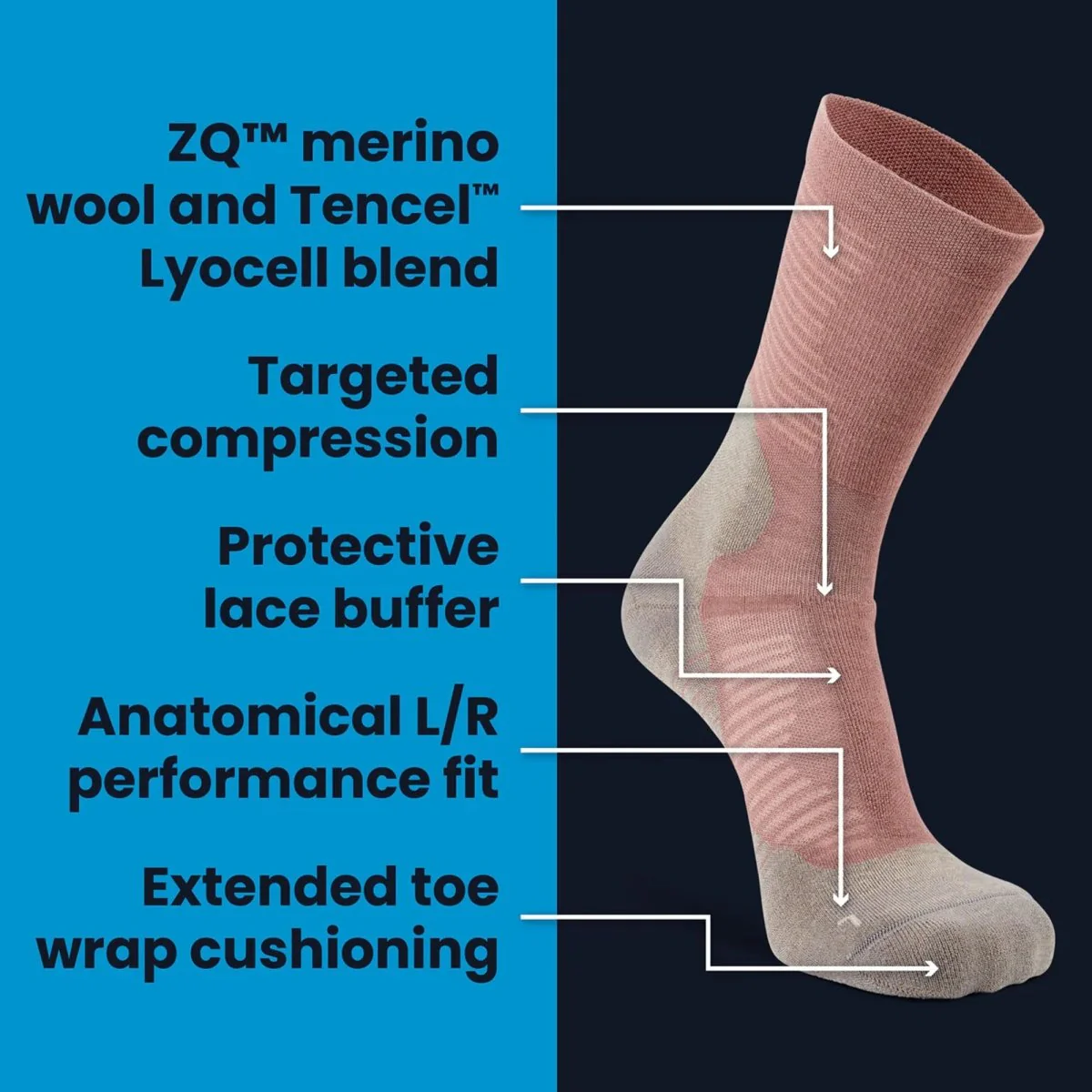 Balega Hike Performance Crew Socks, Fossil - Image 7