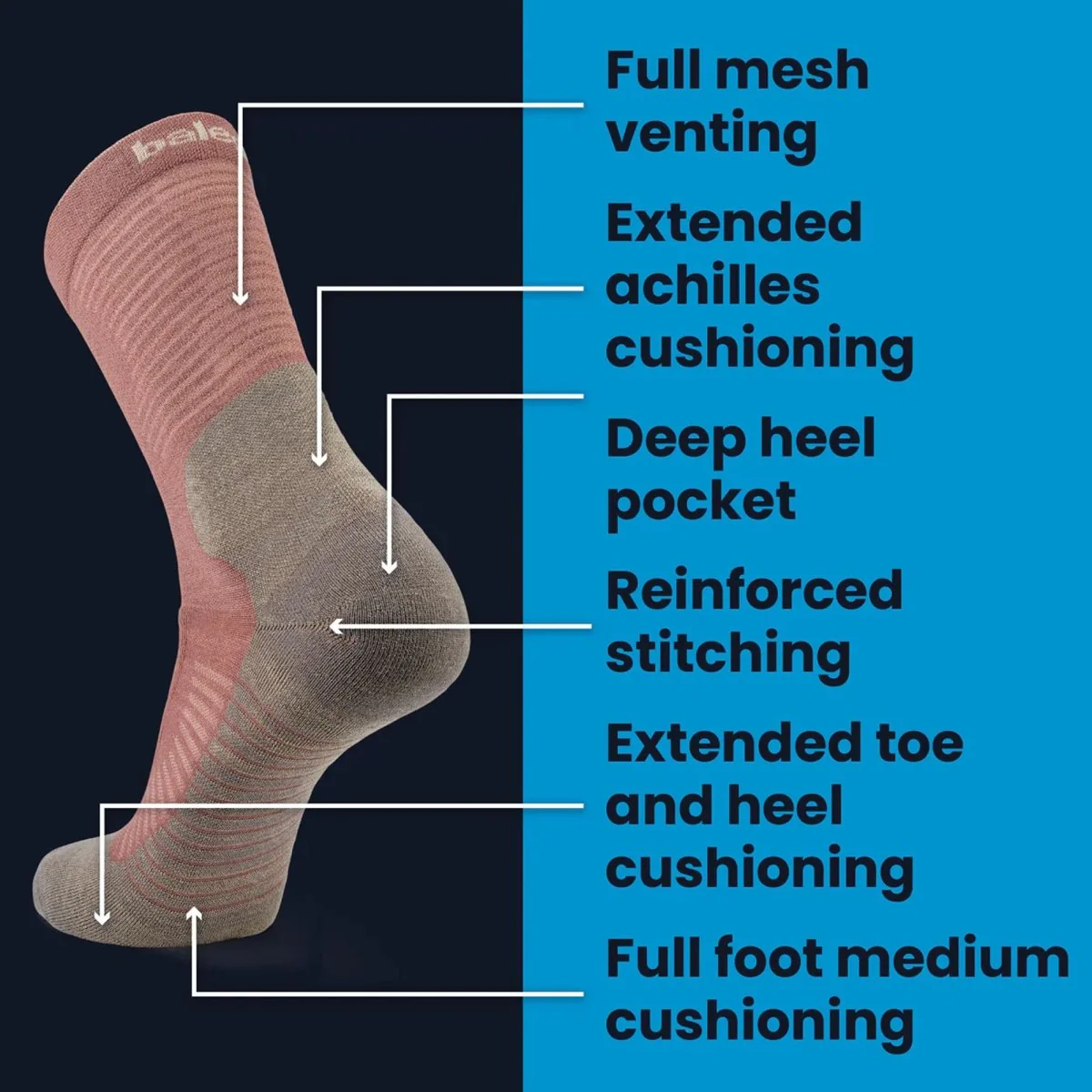 Balega Hike Performance Crew Socks, Fossil - Image 8