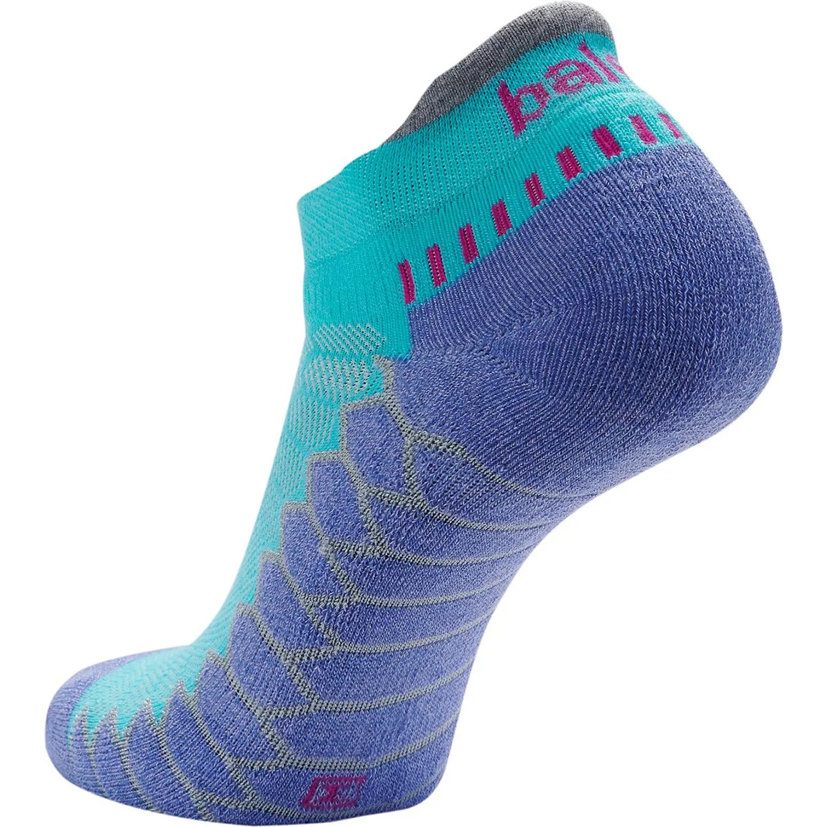 Balega Silver No Show Running Socks - Neon Aqua/Lavender - Image 2