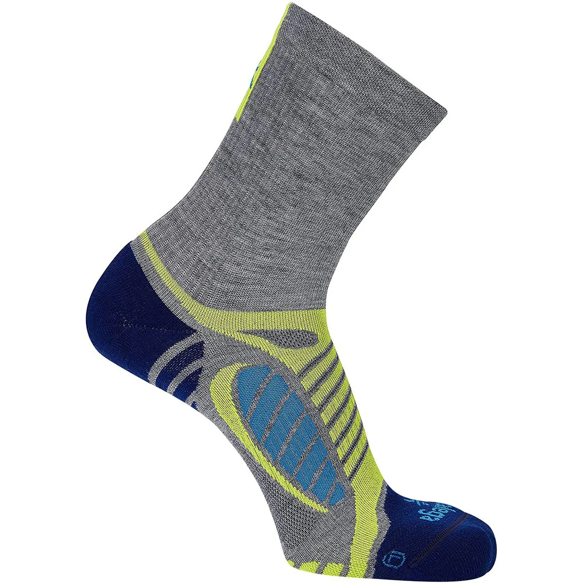 Balega Ultra Light Second Skin Crew Length Running Socks-Gray Heather/Royal Blue - Image 4