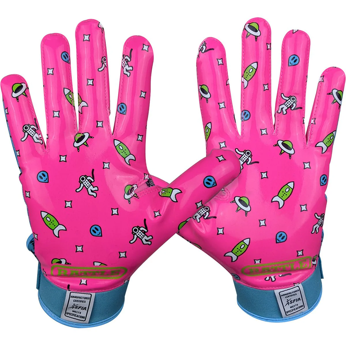 Battle Sports Adult Alien Cloaked Football Receiver Gloves - Pink - Image 3