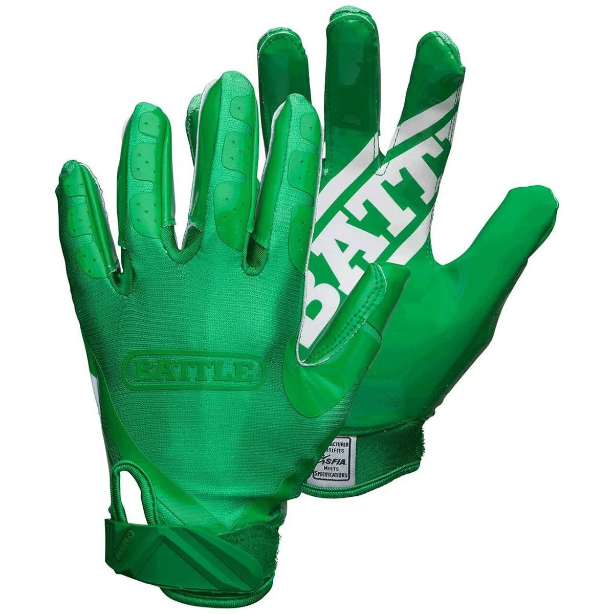 Battle Sports Adult DoubleThreat Football Gloves - Green/Green - Image 3