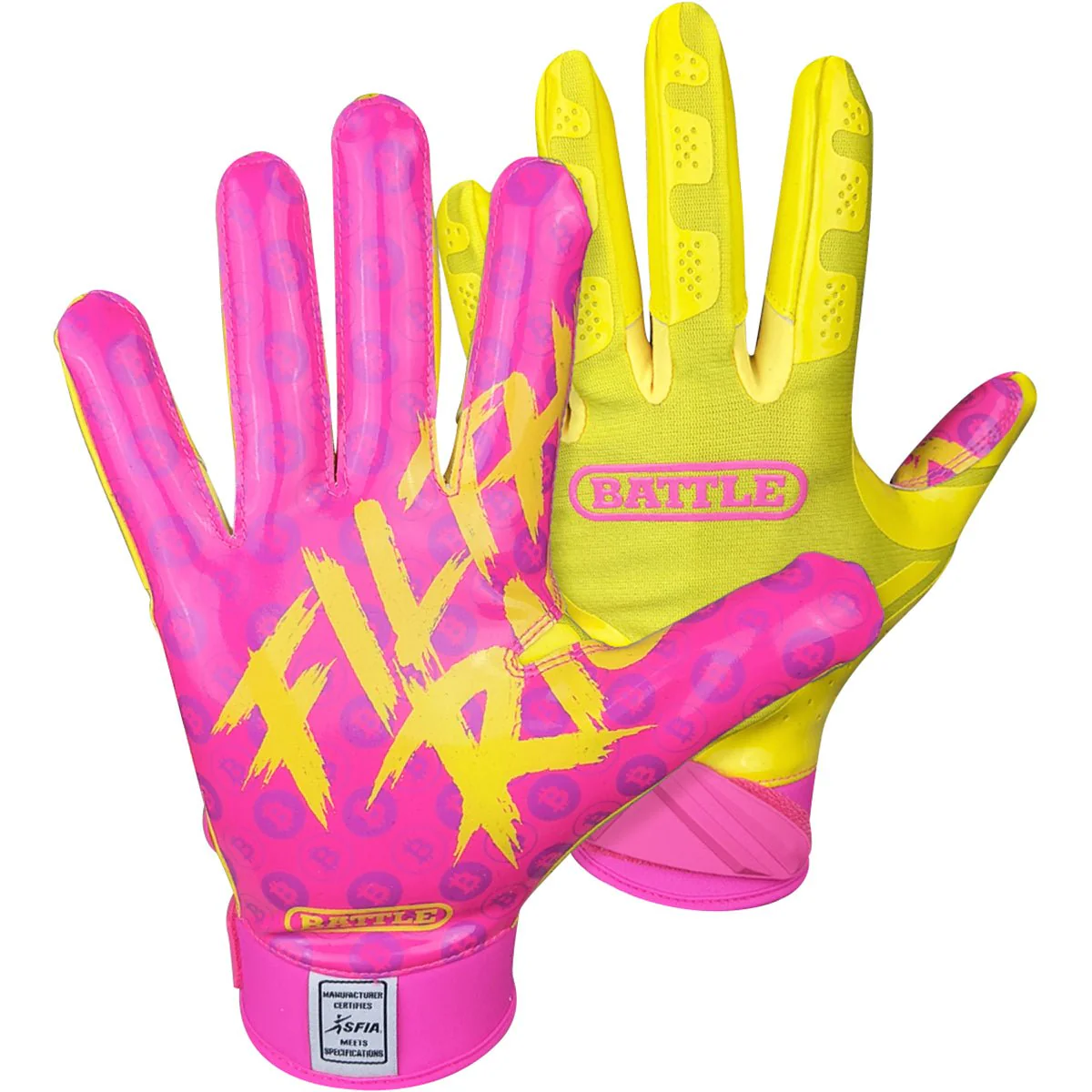 Battle Sports Adult Filthy Rich Football Receiver Gloves - Lemonade - Image 2