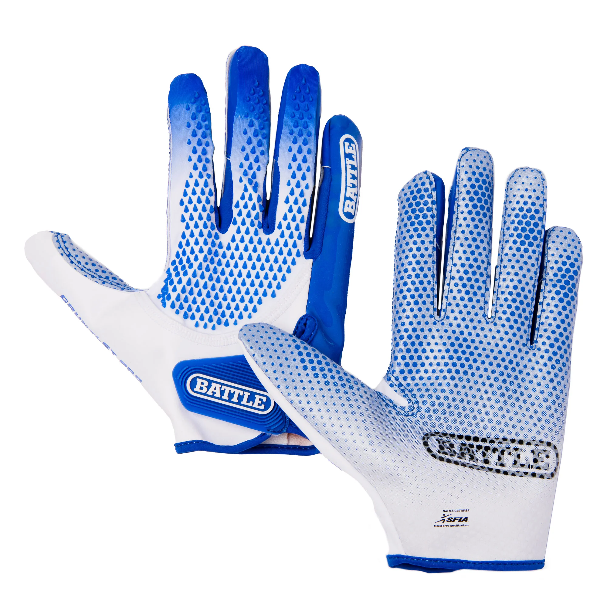 Battle Sports Adult Gauntlet Pro Receiver Football Glove - Royal/White