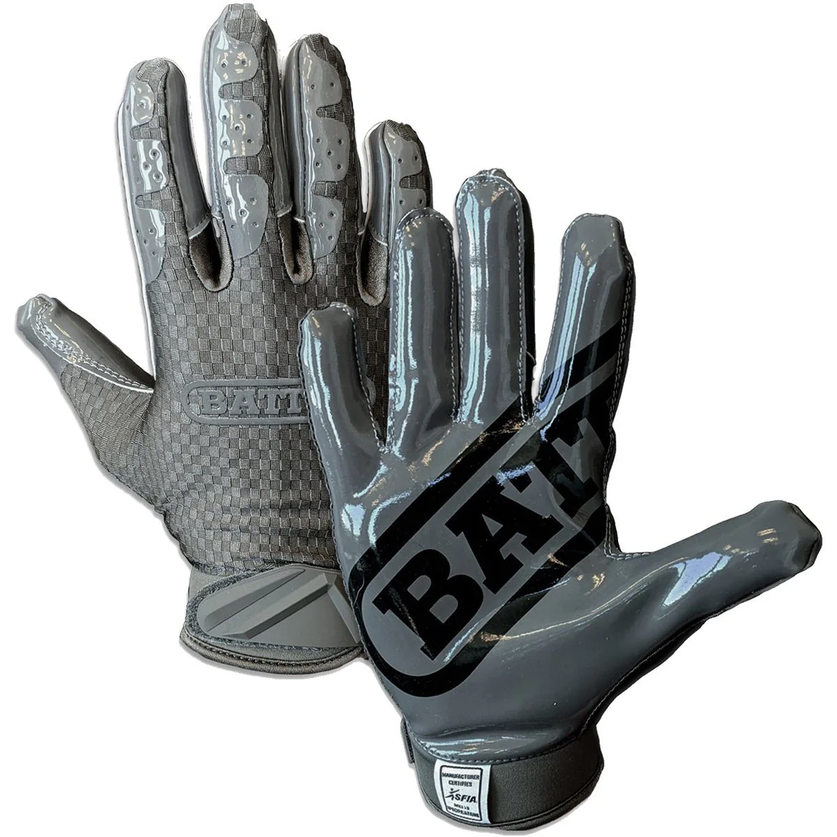Battle Sports Adult TripleThreat UltraTack Football Gloves - Charcoal