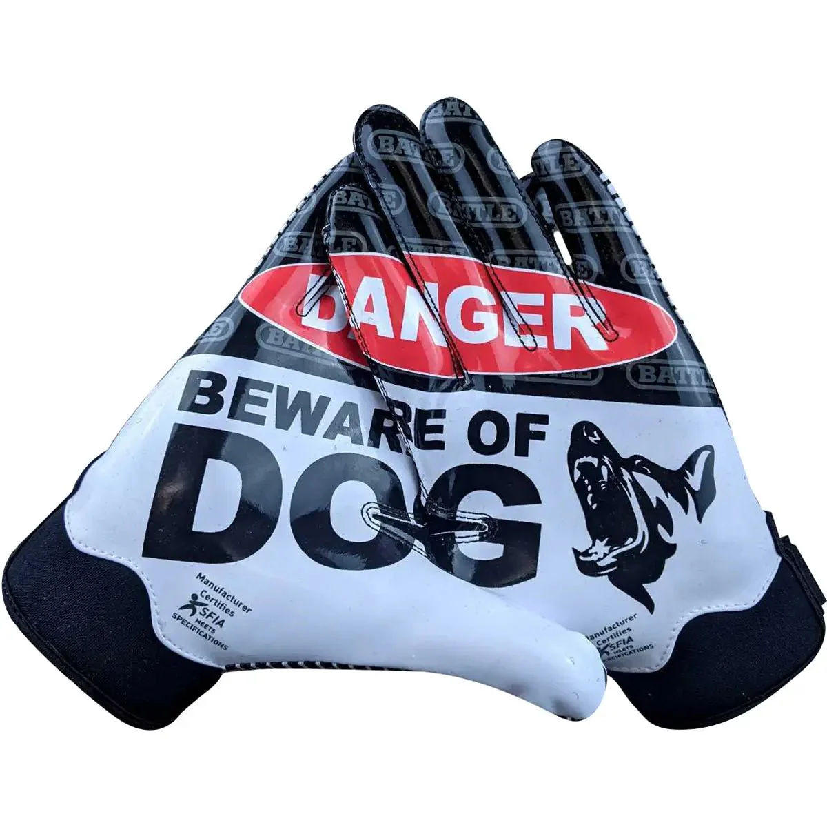 Battle Sports Beware of Dog Doom 1.0 Youth Football Receiver Gloves