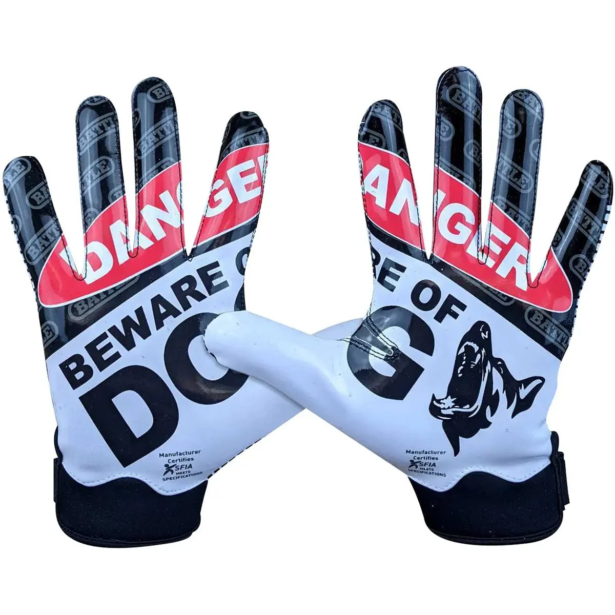 Battle Sports Beware of Dog Doom 1.0 Youth Football Receiver Gloves - Image 2