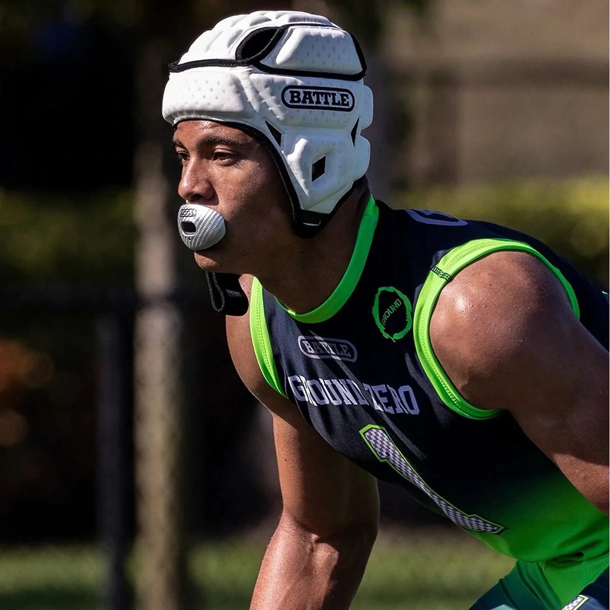 Battle Sports Carbon Chrome Oxygen Lip Protector Mouthguard with Strap - Image 3