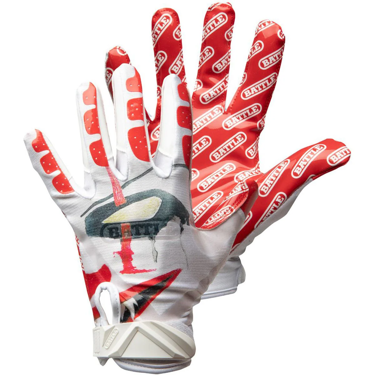 Battle Sports Clown Adult Cloaked Football Receiver Gloves - White - Image 2