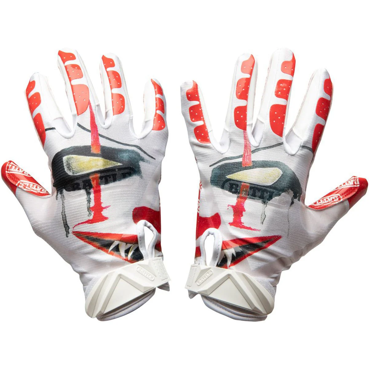 Battle Sports Clown Adult Cloaked Football Receiver Gloves - White - Image 3