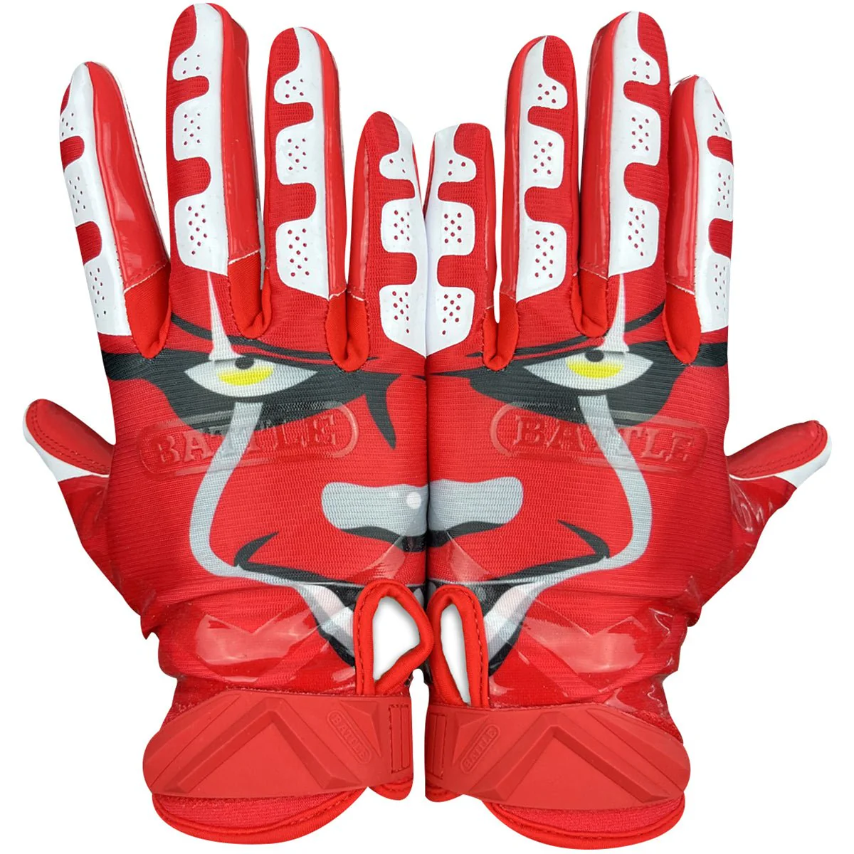 Battle Sports Clown23 Cloaked Adult Football Receiver Gloves - Red - Image 2