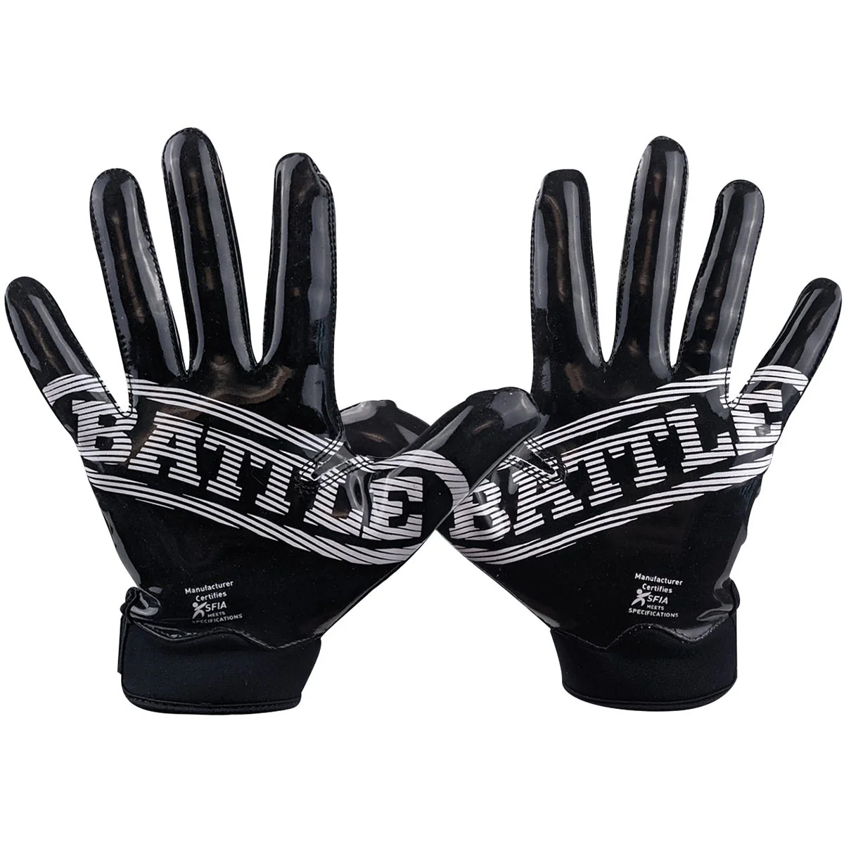 Battle Sports Doom 1.0 Adult Football Receiver Gloves - Black - Image 2