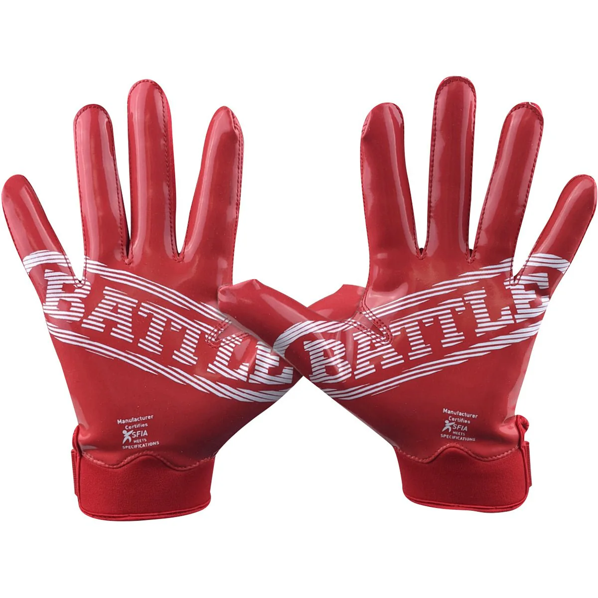 Battle Sports Doom 1.0 Adult Football Receiver Gloves - Red - Image 2