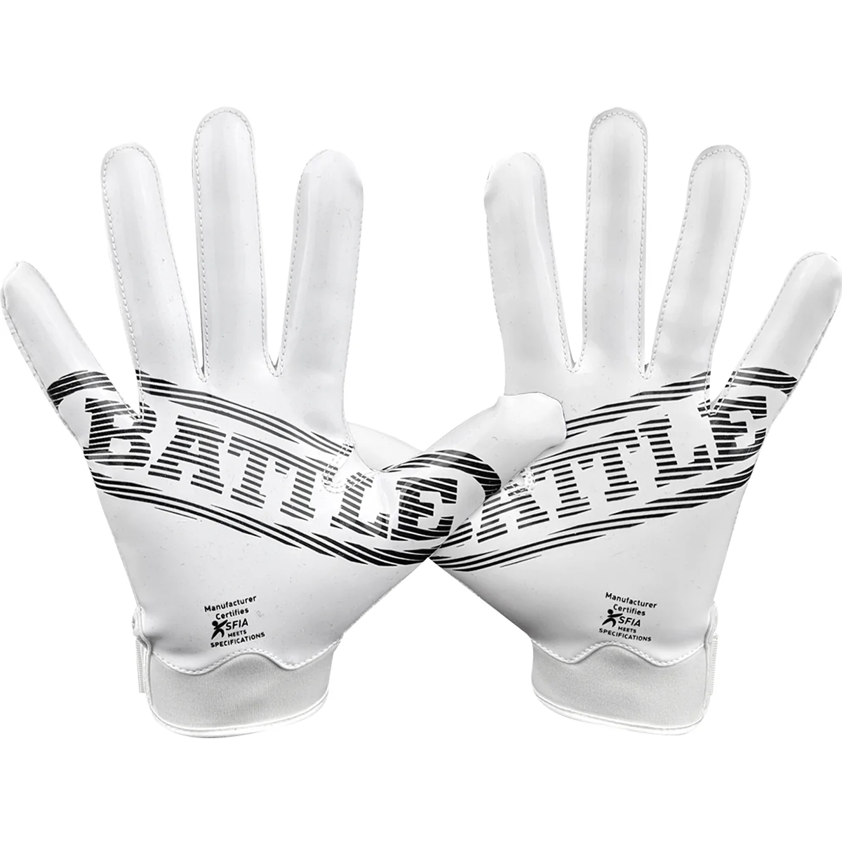 Battle Sports Doom 1.0 Youth Football Receiver Gloves - White - Image 2
