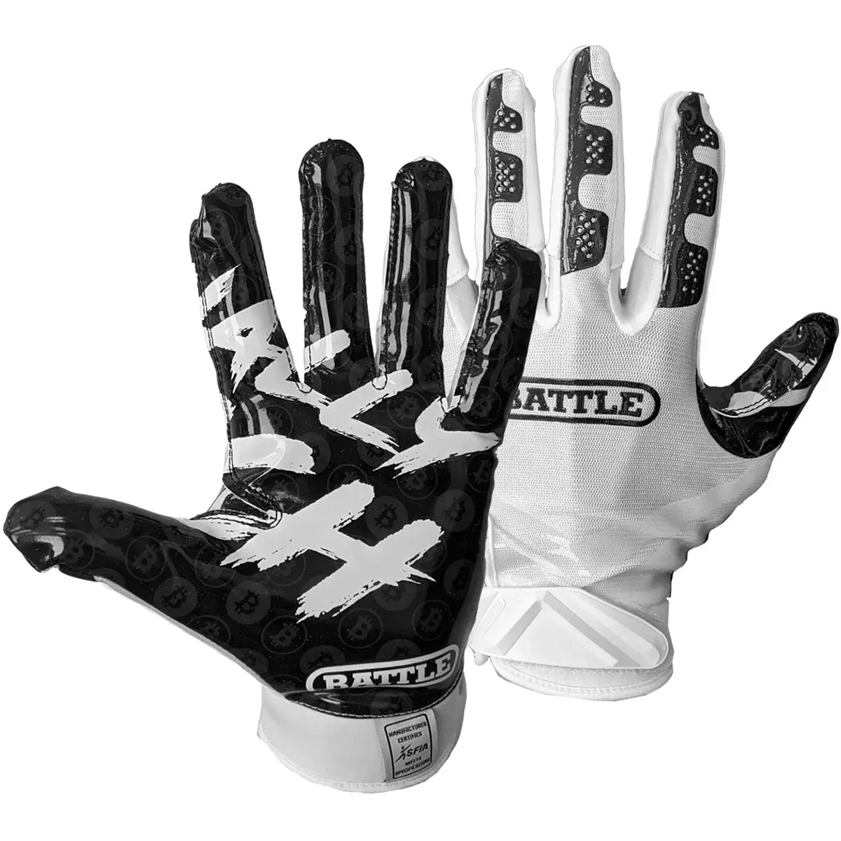 Battle Sports Finally Rich Adult Football Gloves - Black/White - Image 2