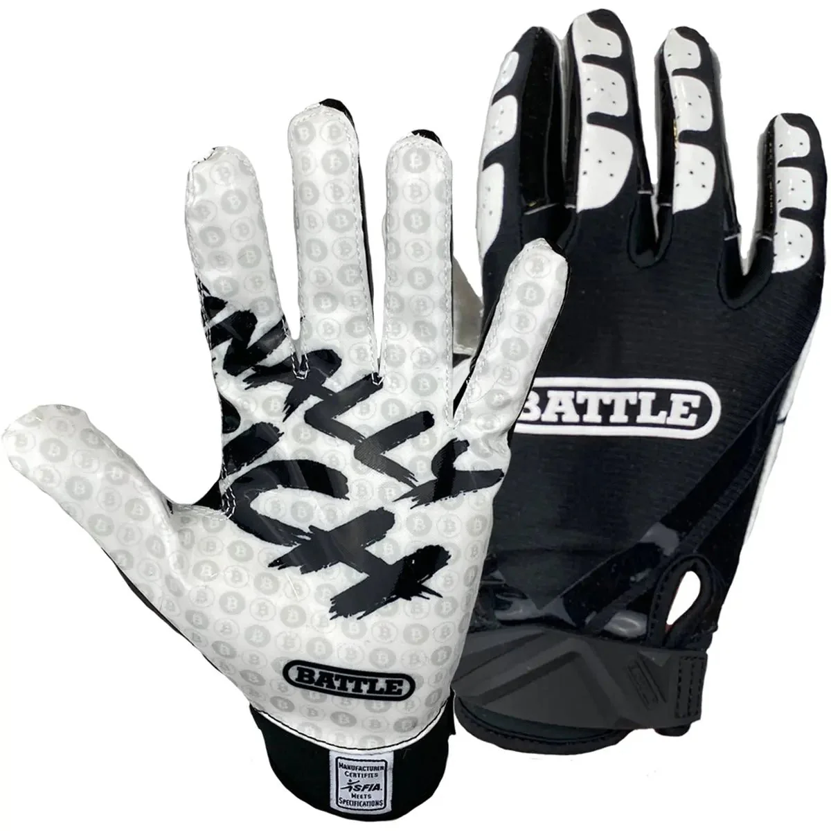 Battle Sports Finally Rich Youth Football Receiver Gloves - Black/White - Image 2