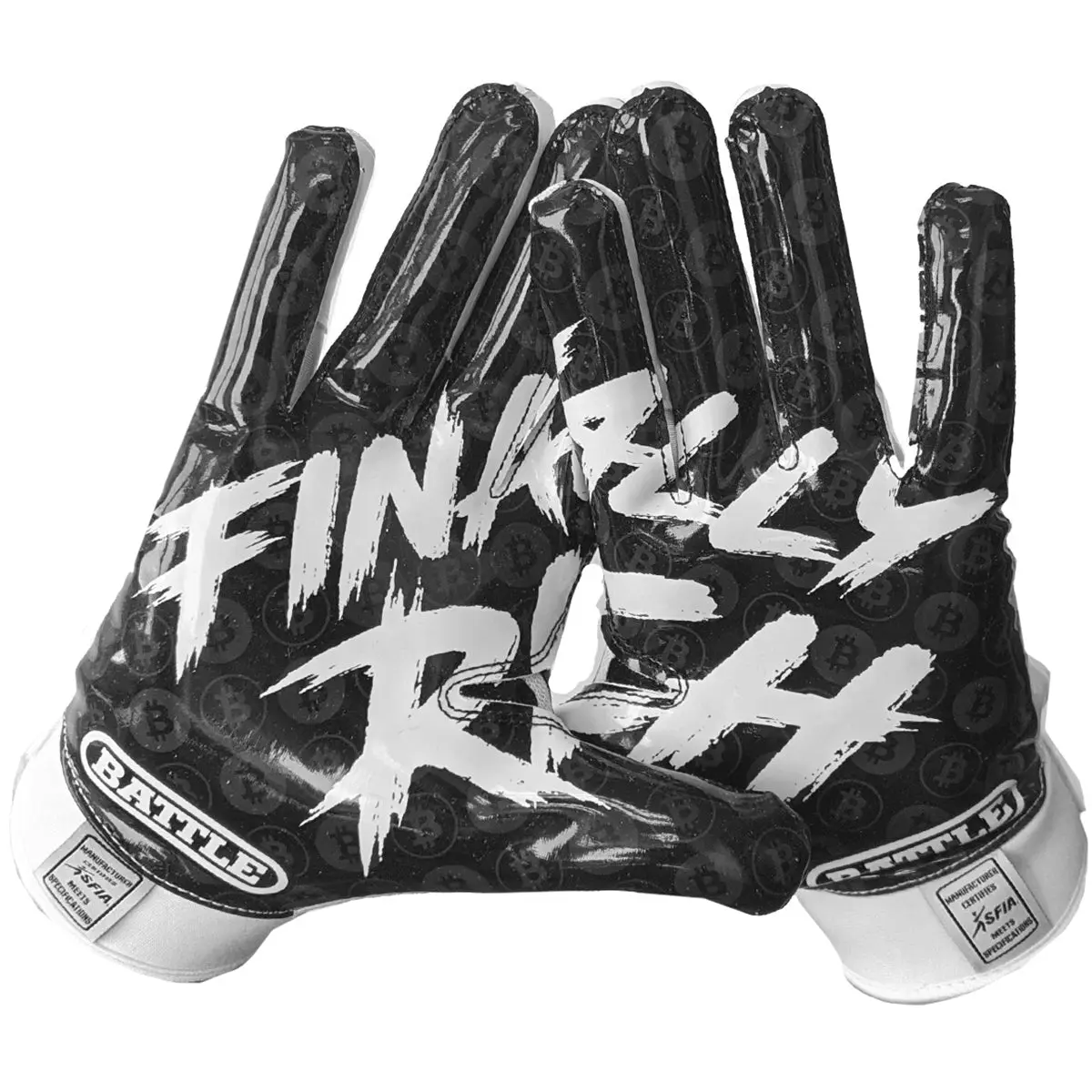 Battle Sports Finally Rich Youth Football Receiver Gloves - White/Black