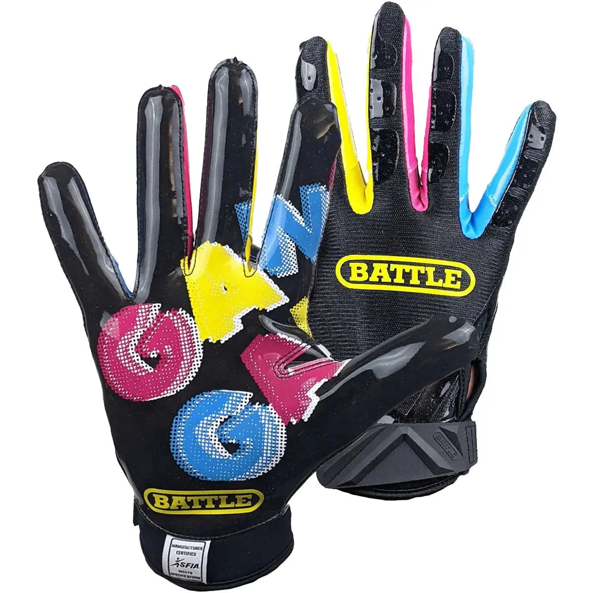 Battle Sports Gang Gang Double Threat Adult Football Receiver Gloves - Black