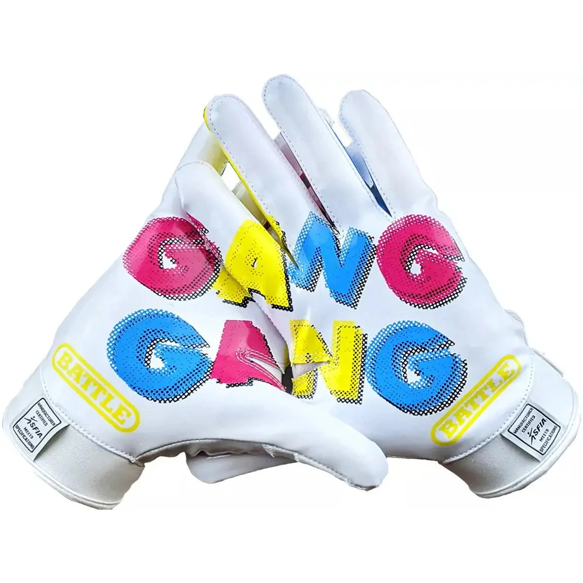 Battle Sports Gang Gang Double Threat Adult Football Receiver Gloves - White - Image 2