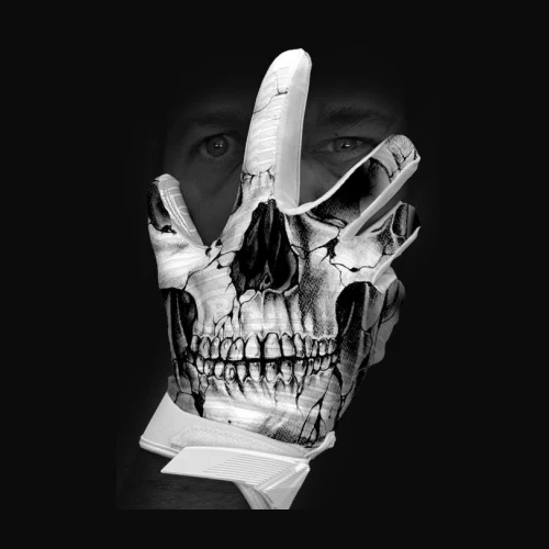 Battle Sports Skull Face Cloaked Adult Football Receiver Gloves - Black/White - Image 2