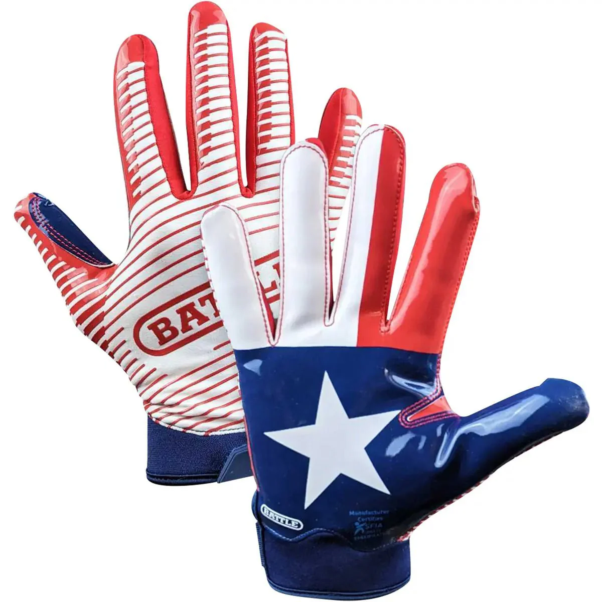 Battle Sports Texas Flag Doom 1.0 Adult Football Receiver Gloves