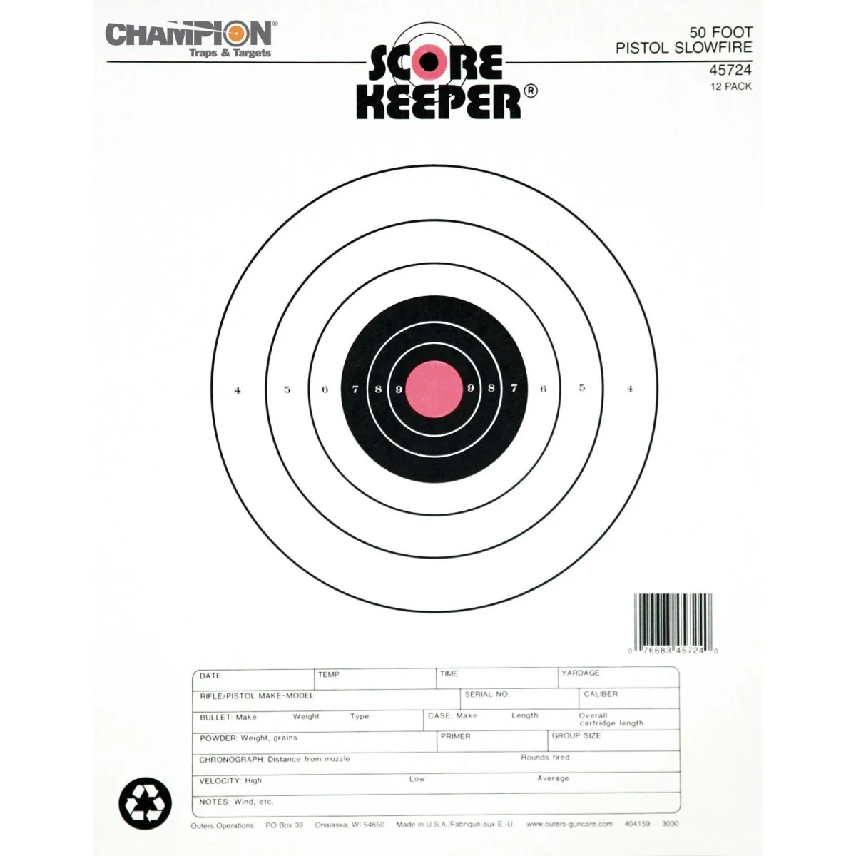 Champion Score Keeper Bullseye Paper Targets 12-Pack - Fluorescent Orange/Black - Image 3