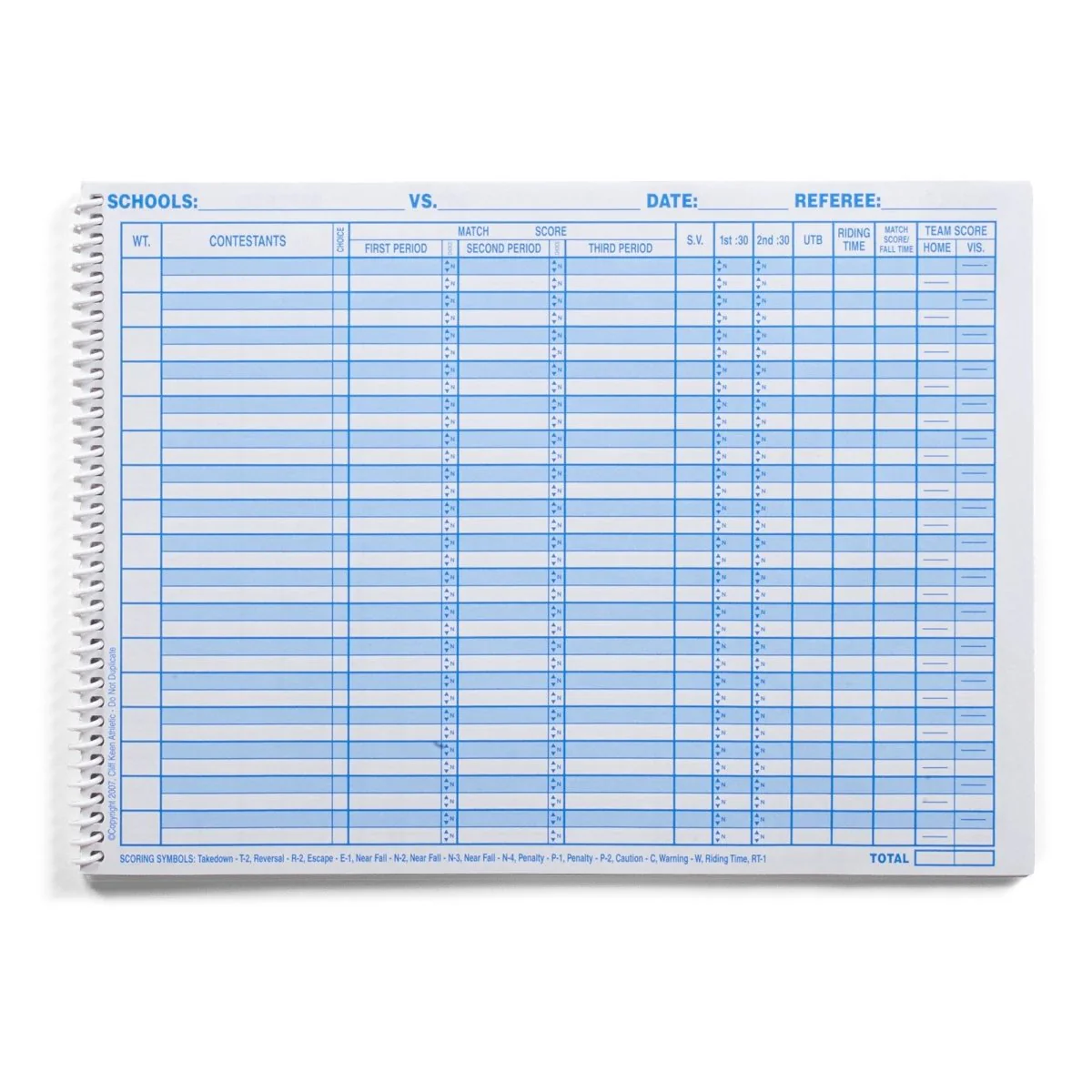 Cliff Keen Wrestling Scorebook - Blue - Image 3