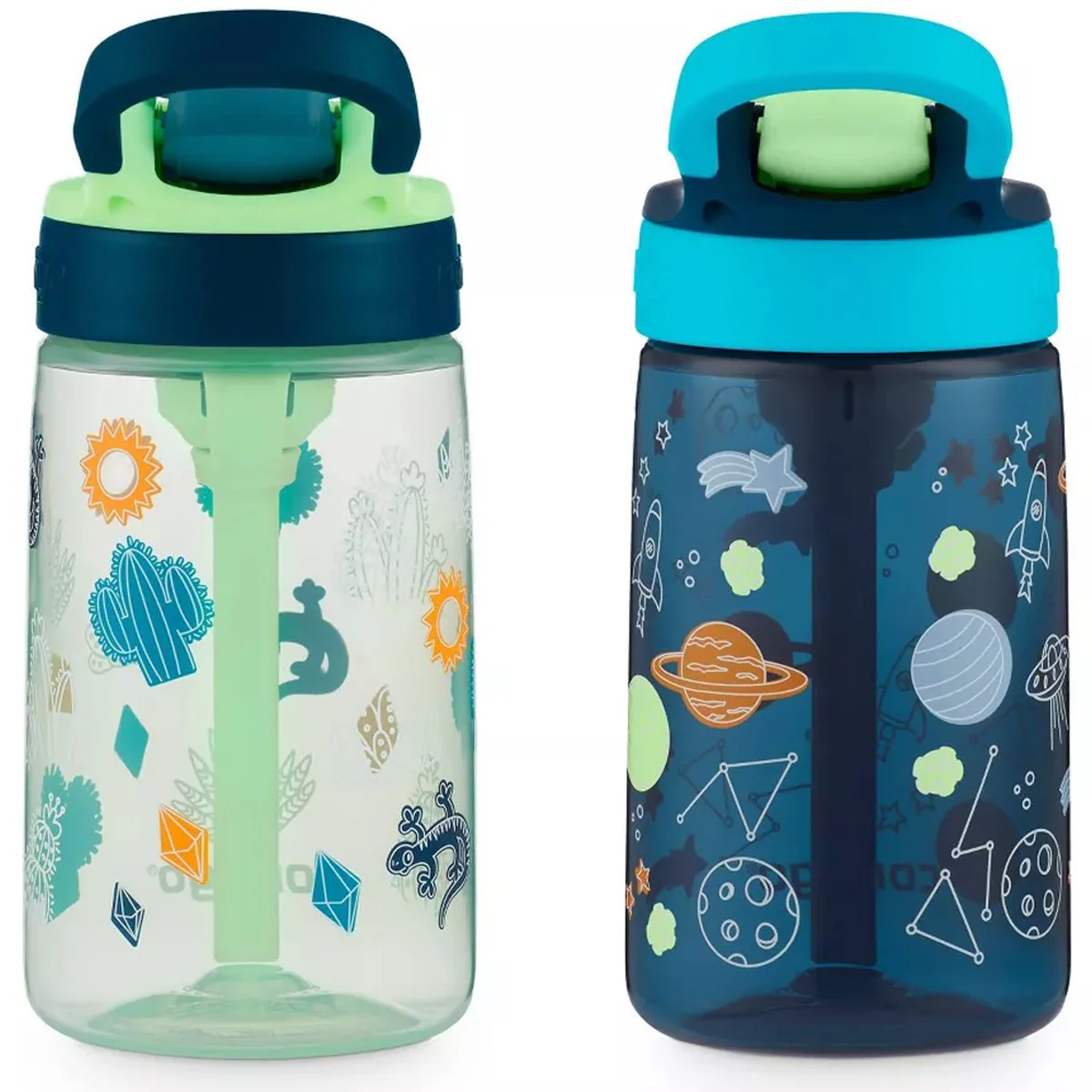 Contigo Kid's 14 oz. Plastic Water Bottle with Redesigned Autospout Straw 2-Pack - Image 2
