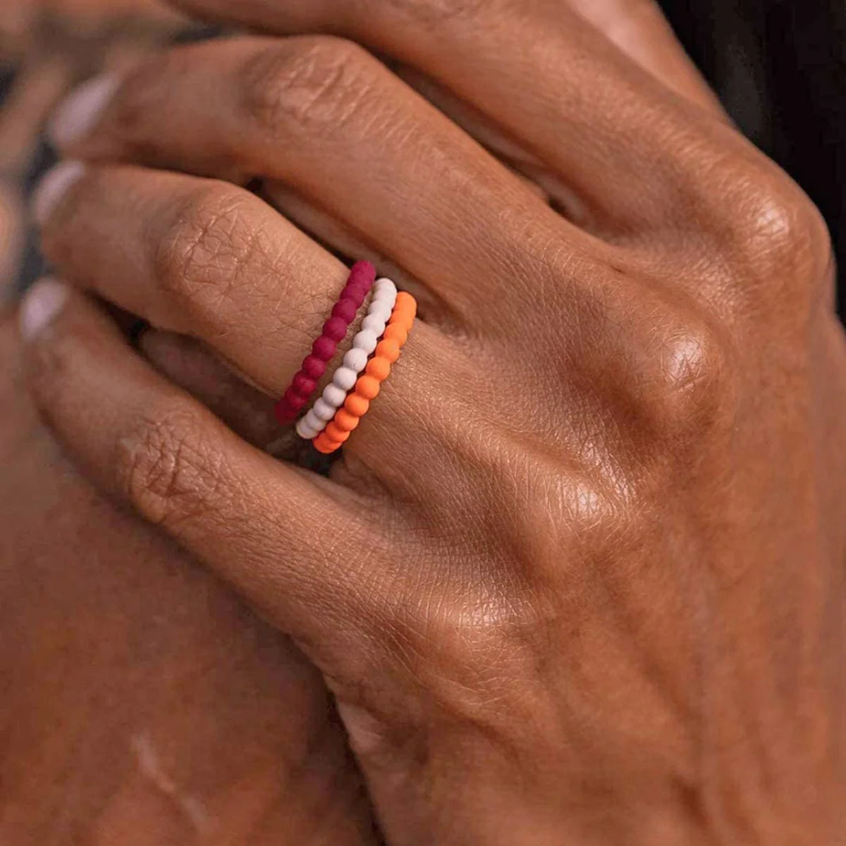 Enso Rings Beaded Stackables Series Silicone Ring - Oxblood - Image 2