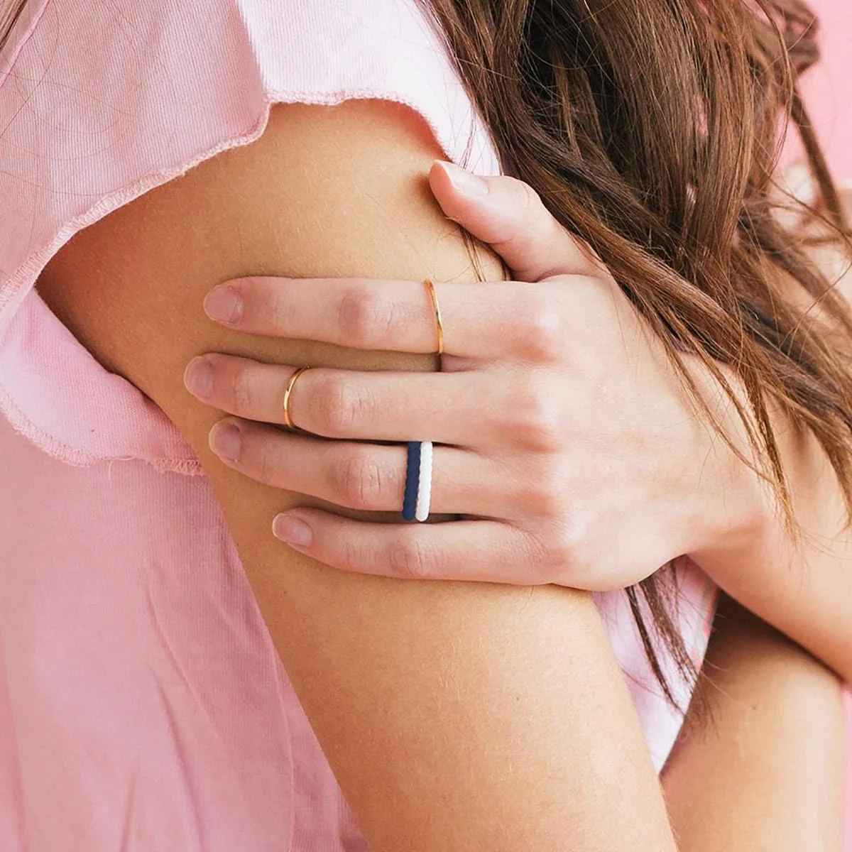 Enso Rings Braided Stackables Series Silicone Ring - Misty Grey - Image 4