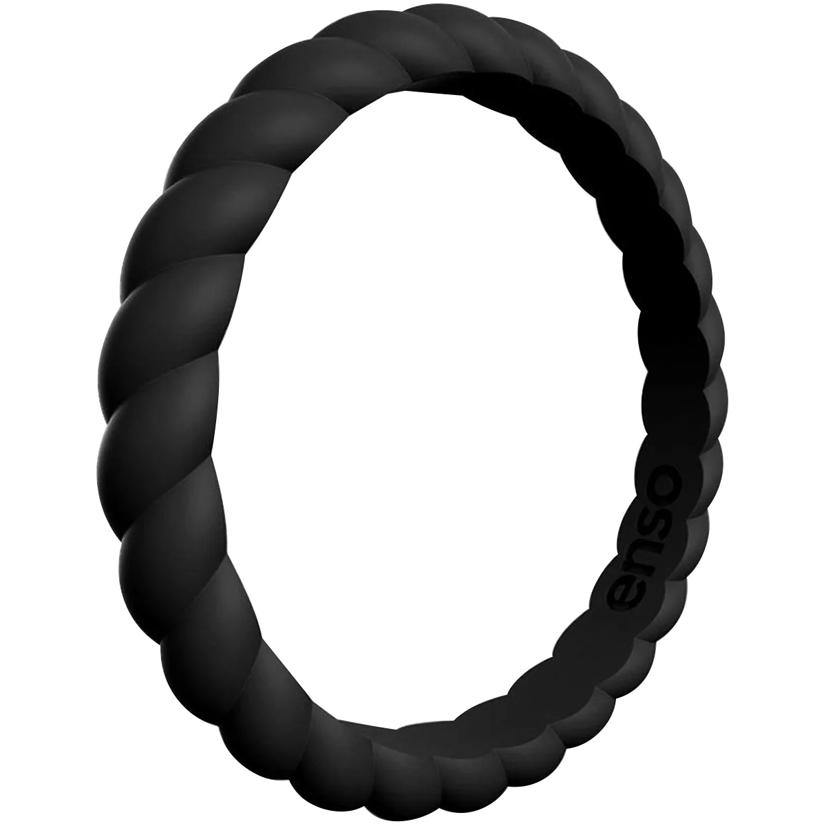 Enso Rings Braided Stackables Series Silicone Ring - Obsidian