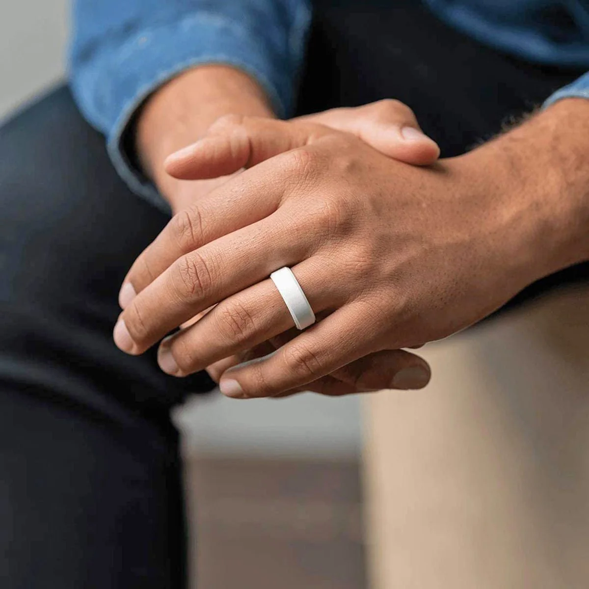 Enso Rings Classic Bevel Series Silicone Ring - Navy Blue - Image 5