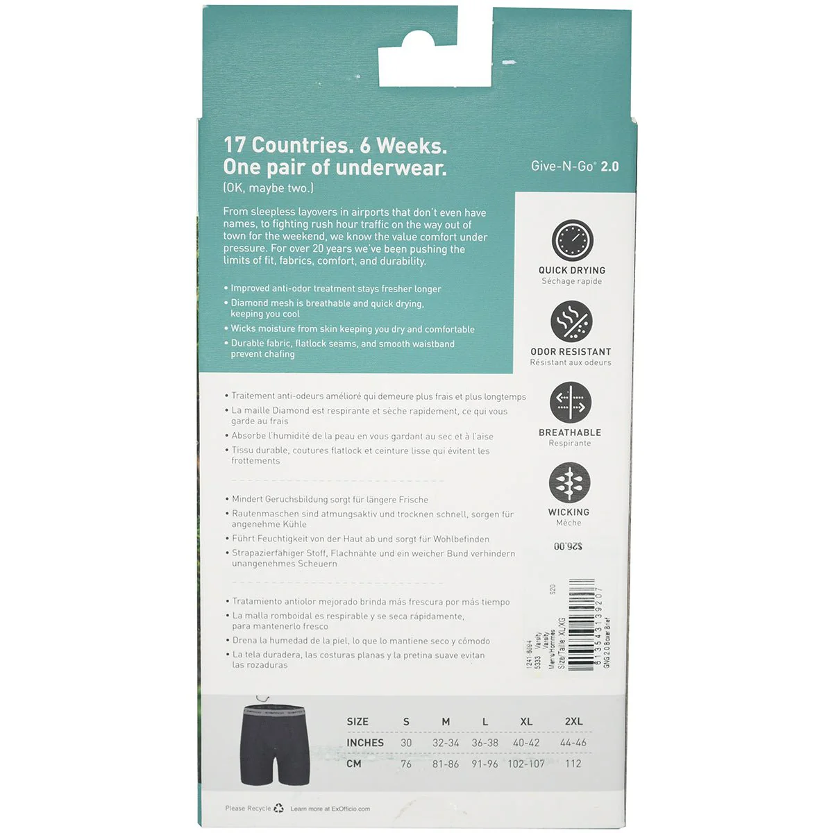 ExOfficio Give-N-Go 2.0 Boxer Briefs - Steel Onyx - Image 3