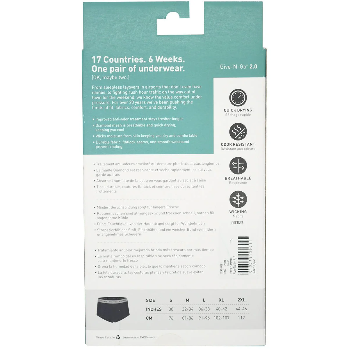ExOfficio Give-N-Go 2.0 Briefs - Steel Onyx - Image 3