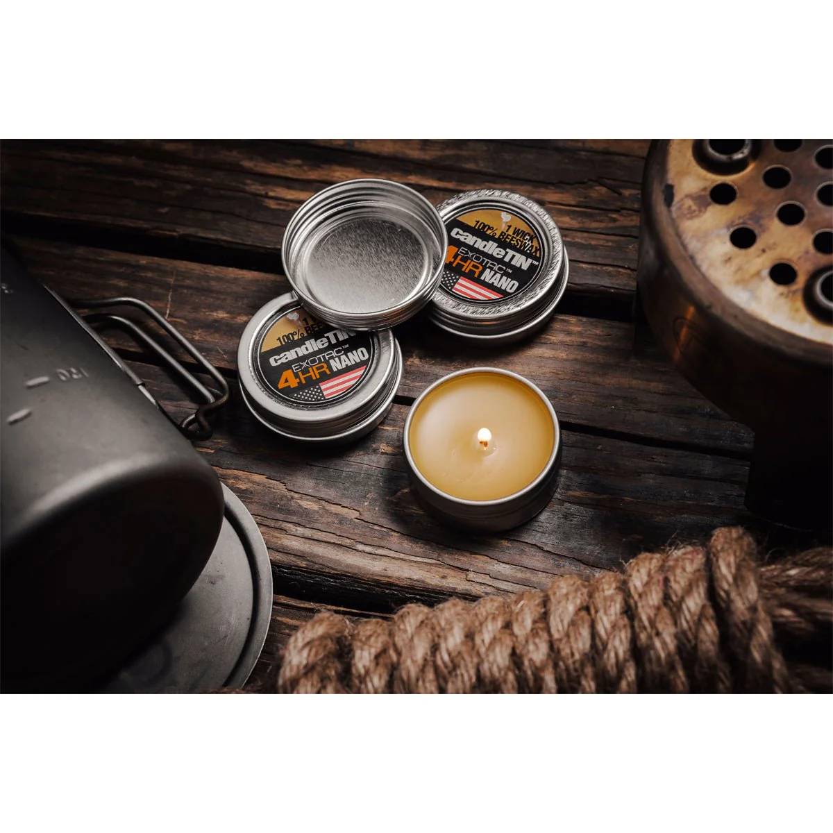 Exotac CandleTIN Nano 1-Wick Emergency Candle 3-Pack - Silver - Image 6