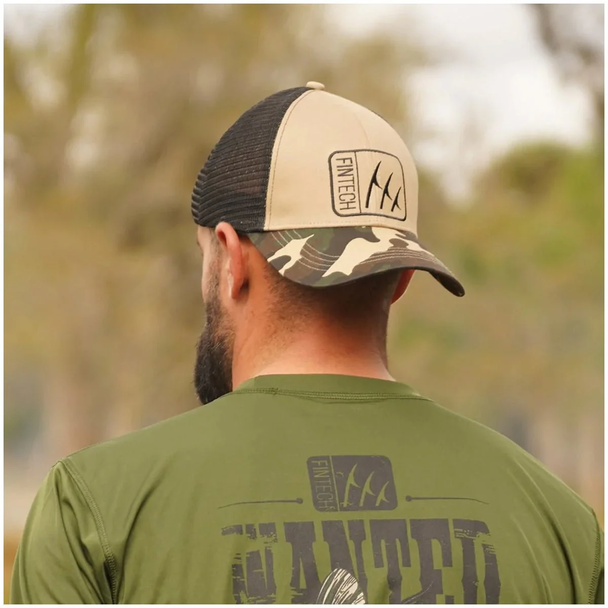 Fintech Logo Camo Snapback Hat - Dune - Image 3