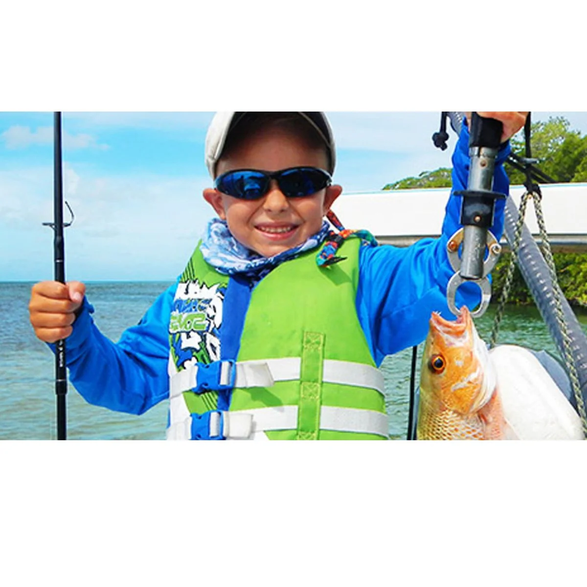 Flying Fisherman Pinfish Jr Angler Kids Sunglasses - Matte Blue/Blue Mirror - Image 3