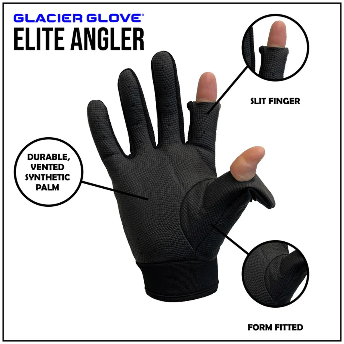 Glacier Glove Elite Angler Slit Finger Gloves - Black - Image 7
