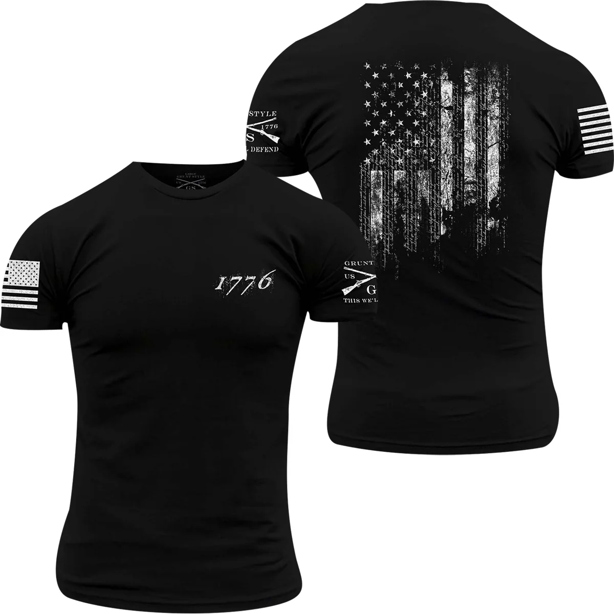 Grunt Style 1776 Flag Crewneck T-Shirt - Black