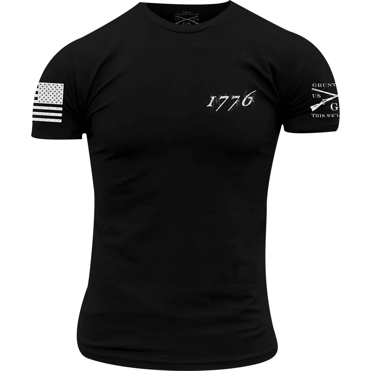 Grunt Style 1776 Flag Crewneck T-Shirt - Black - Image 2
