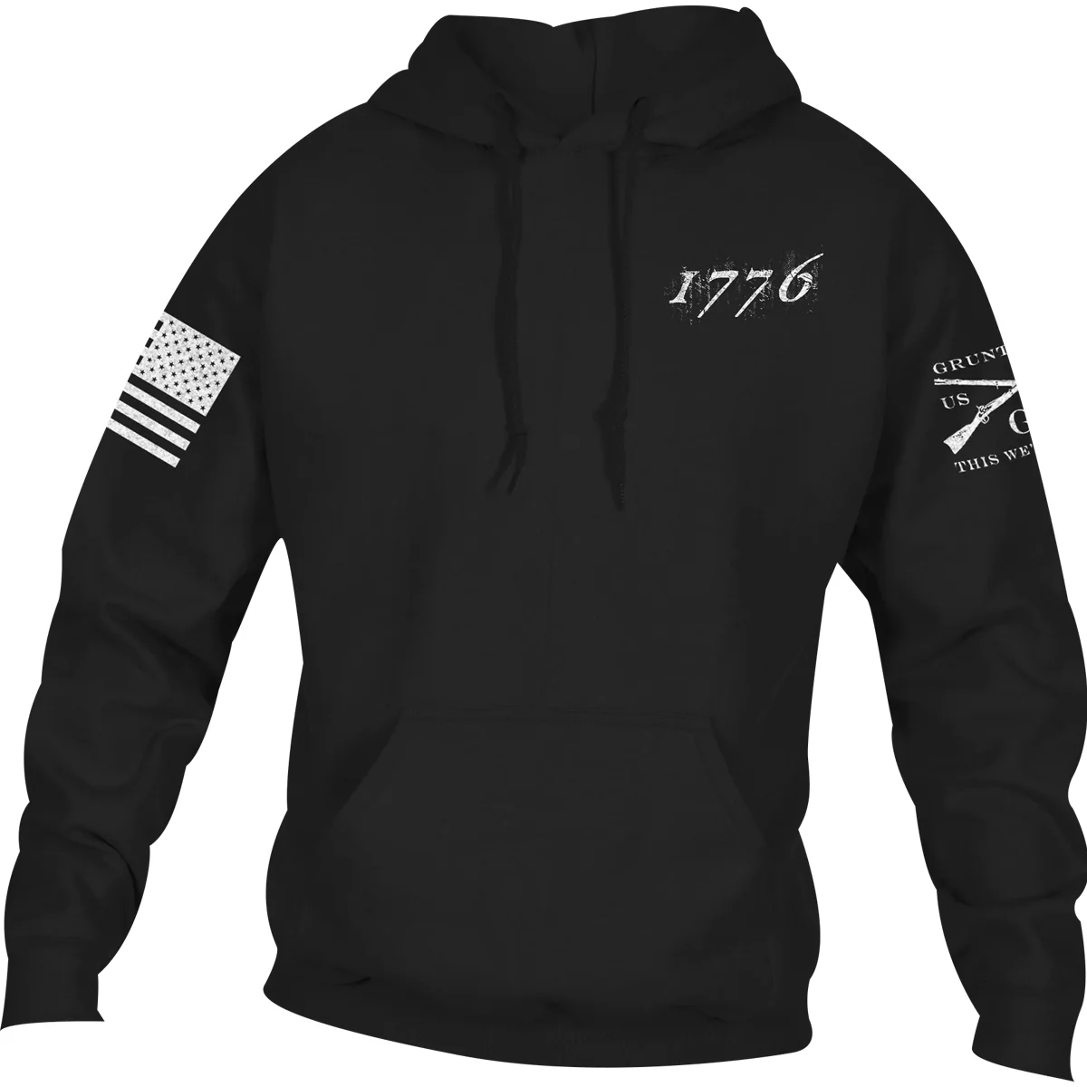 Grunt Style 1776 Flag Pullover Hoodie - Black - Image 2