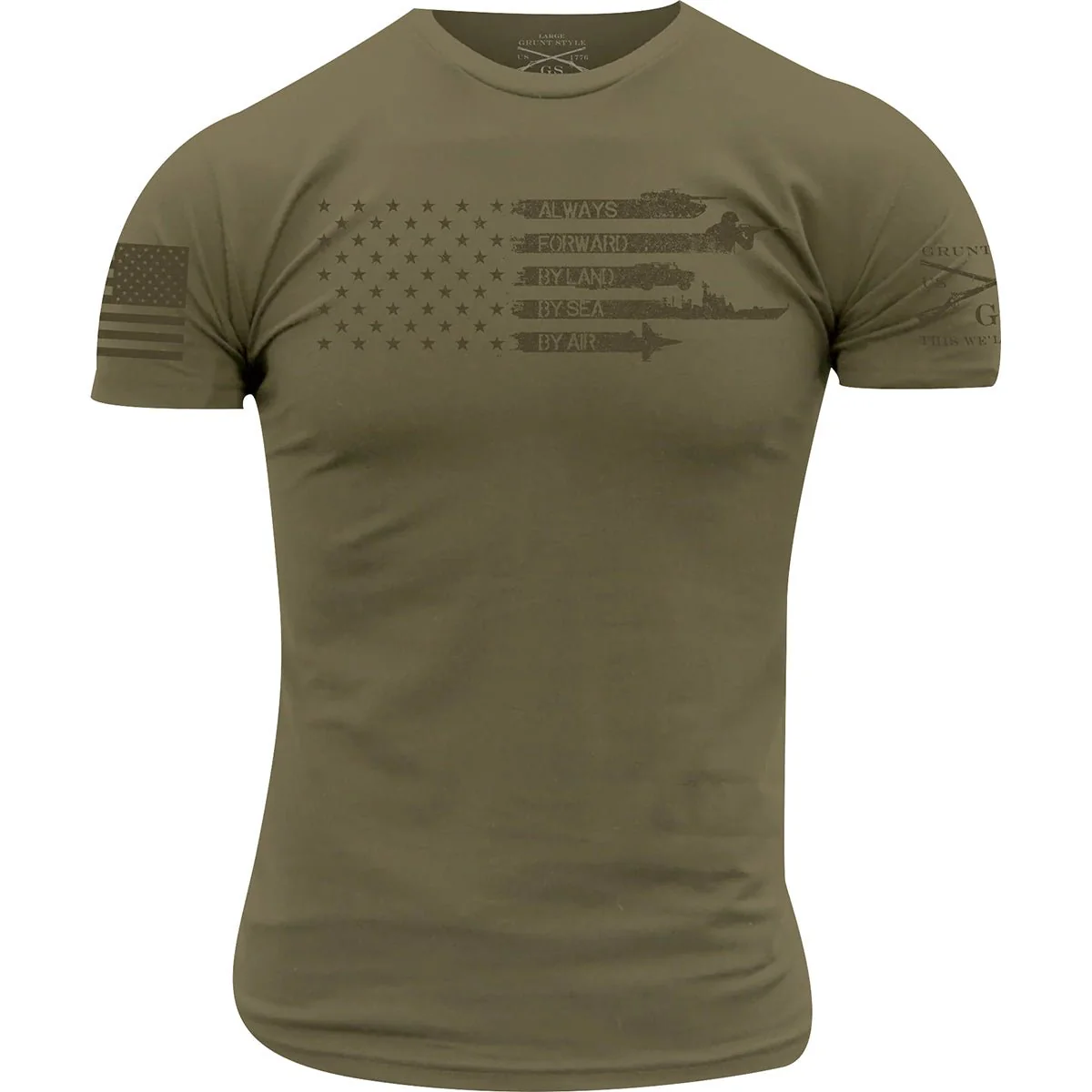 Grunt Style Always Forward Flag T-Shirt - Military Green