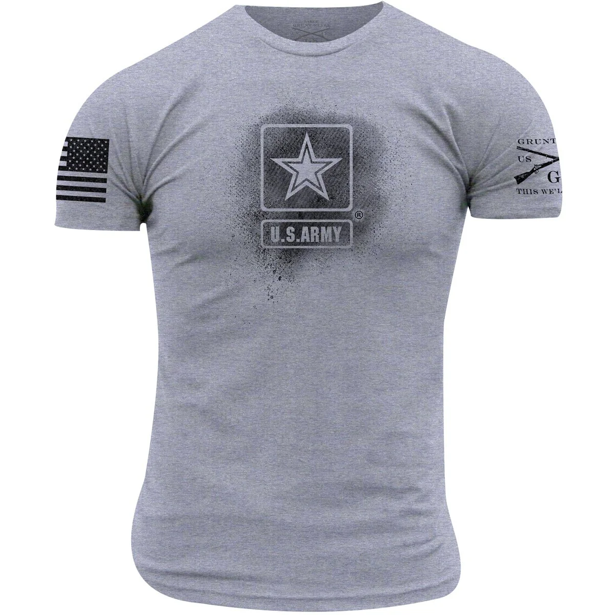 Grunt Style Army - Stencil Logo T-Shirt - Heather Gray