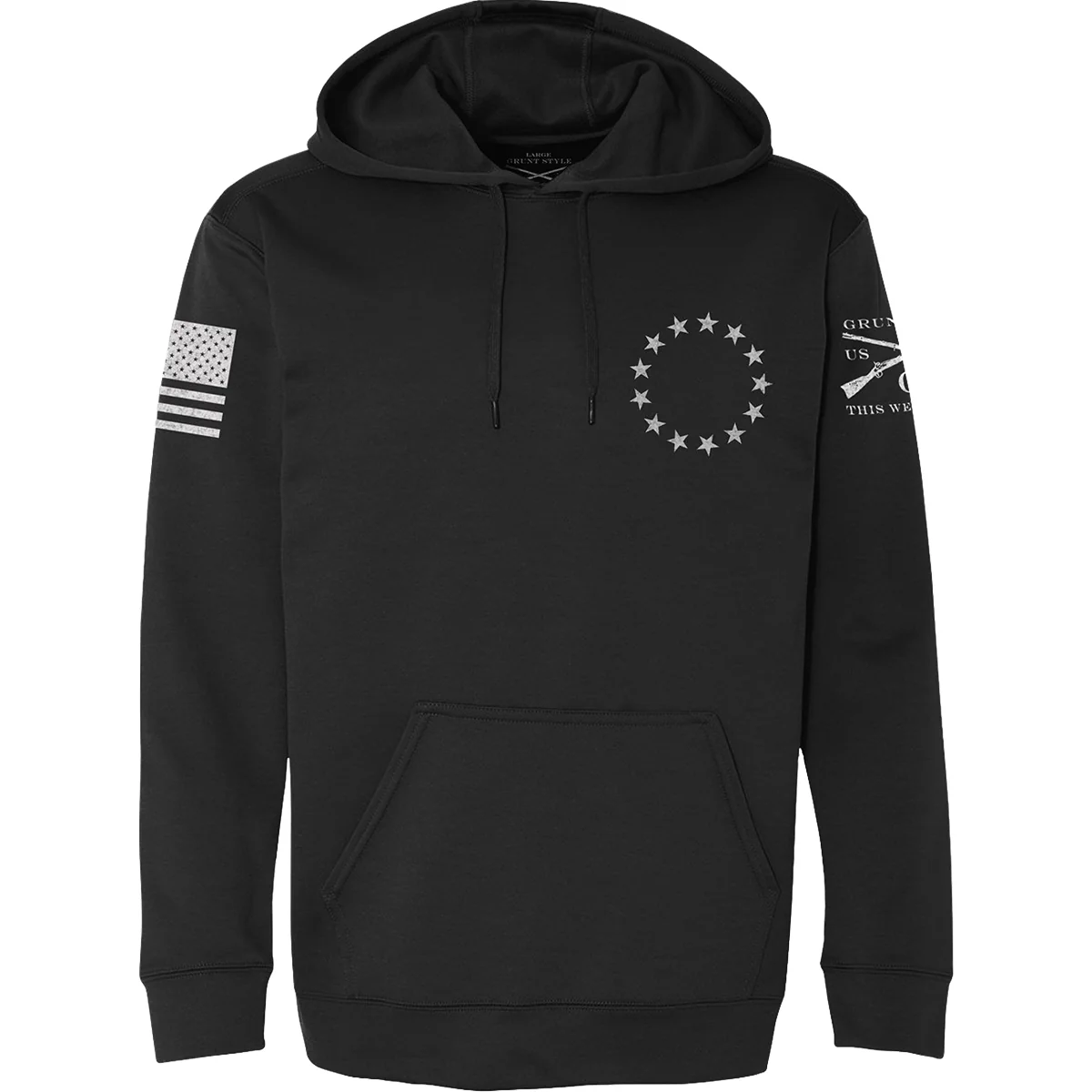 Grunt Style Betsy Rifle Flag Poly Pullover Hoodie - Black - Image 2