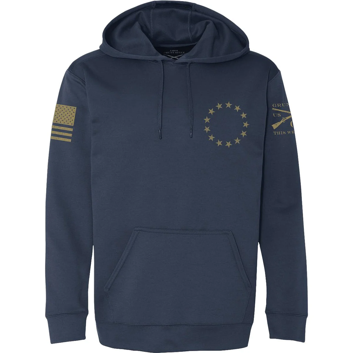 Grunt Style Betsy Rifle Flag Poly Pullover Hoodie - Navy - Image 2