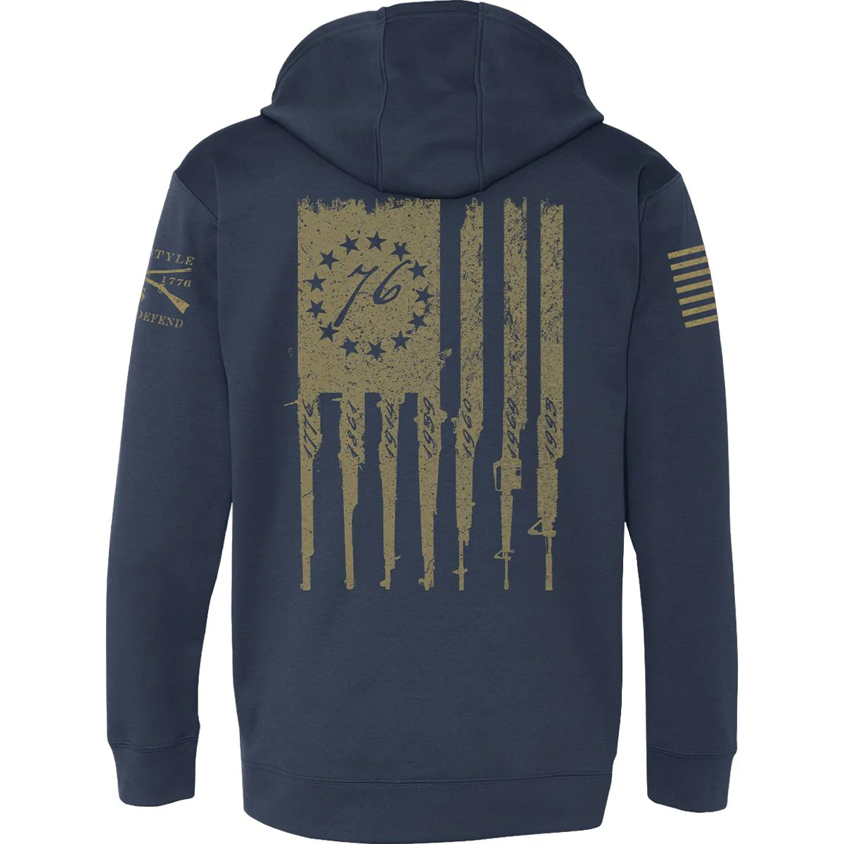 Grunt Style Betsy Rifle Flag Poly Pullover Hoodie - Navy - Image 3