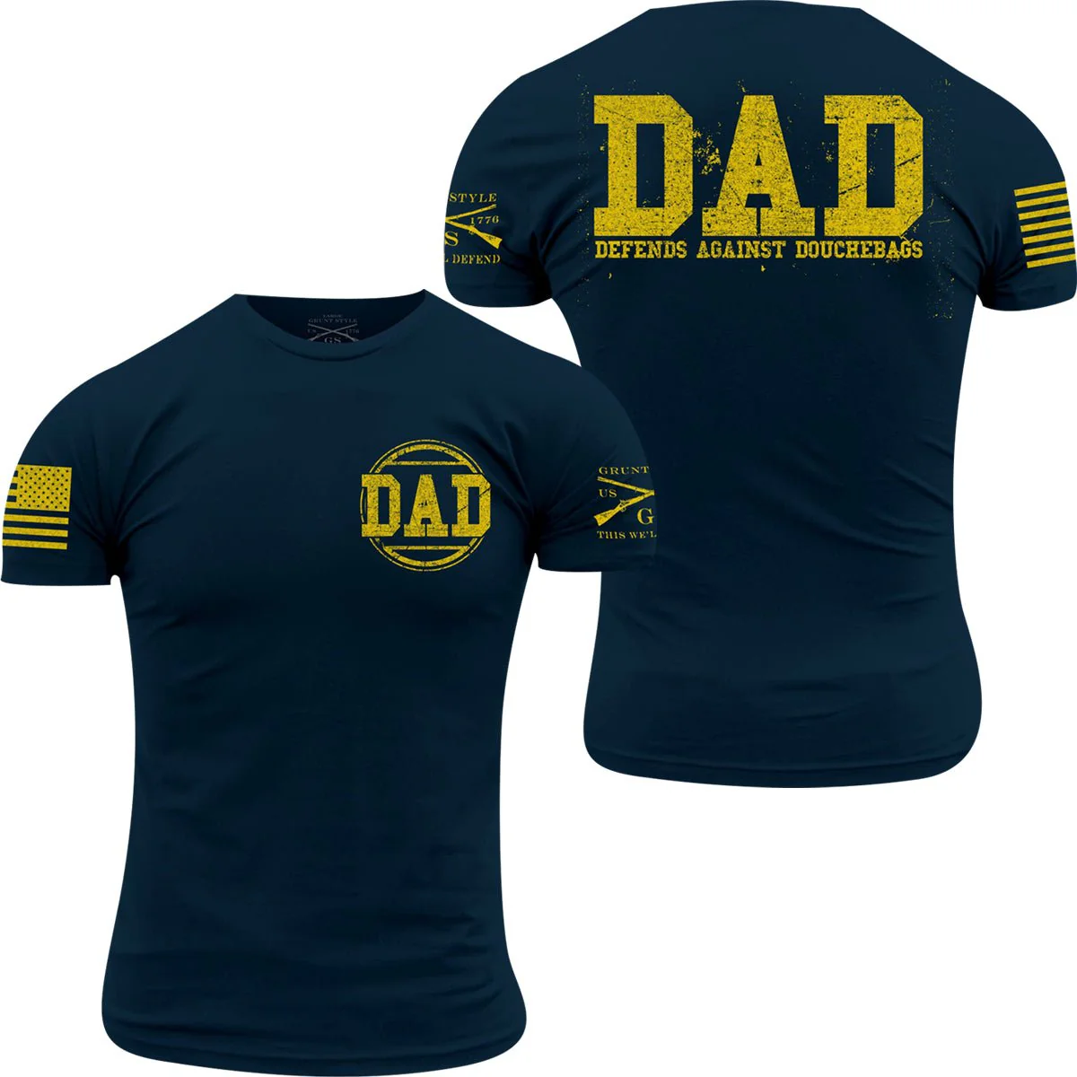 Grunt Style Dad Defend T-Shirt - Navy/Yellow
