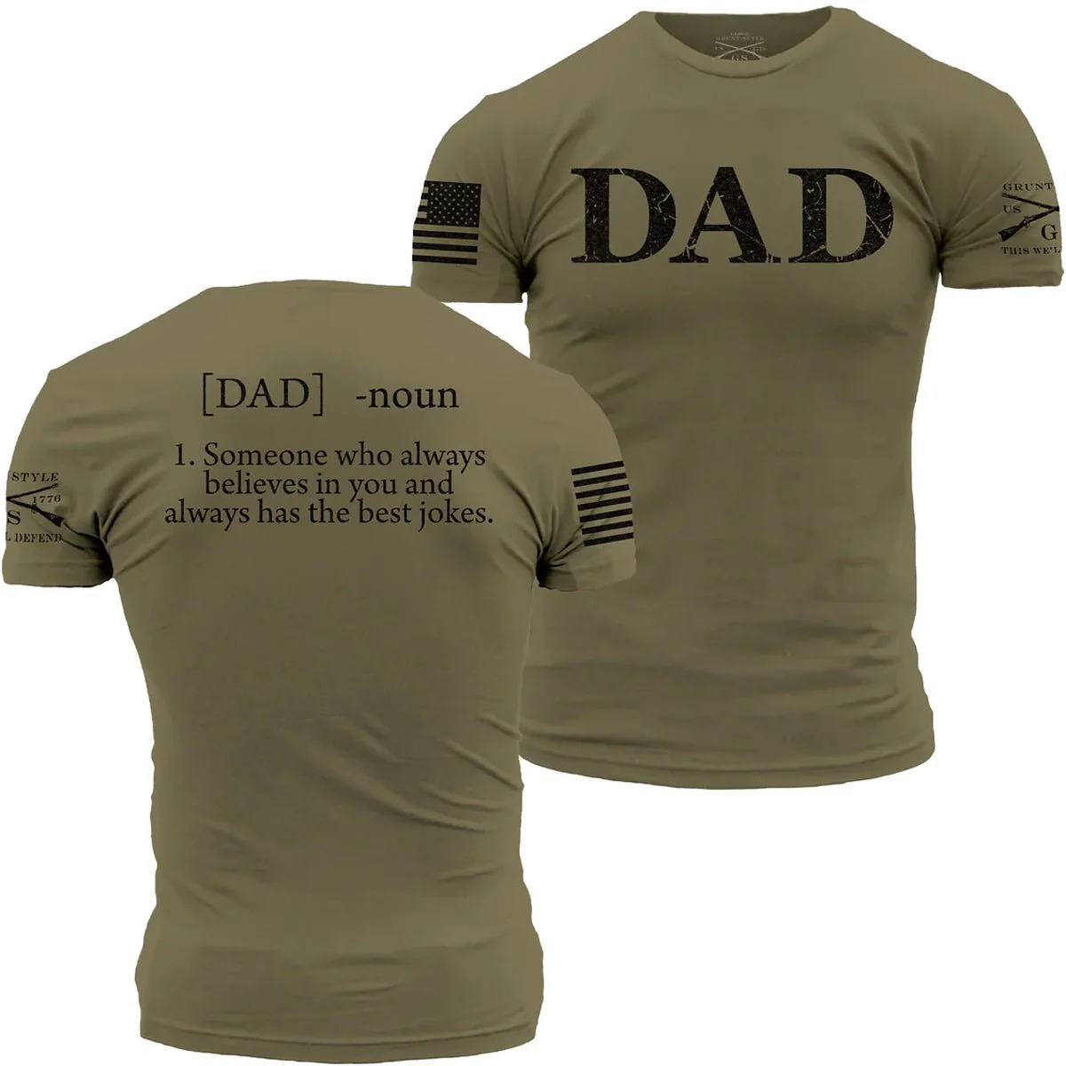 Grunt Style Dad Defined T-Shirt - Military Green/Black - Image 3