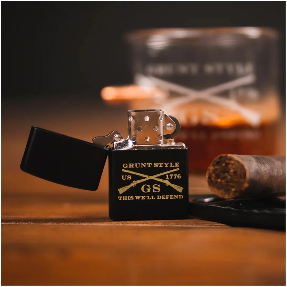 Grunt Style Etched Logo Zippo Lighter - Black - Image 10
